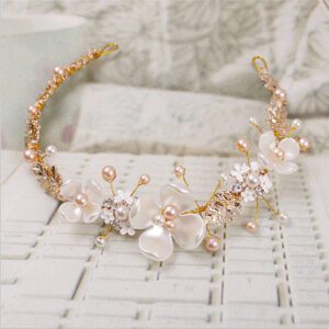 The Bride Wedding Headdress Ornaments Wholesale Pearl Ceramic Golden