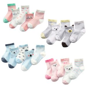 Children's Socks Pack of 5 Colors Breathable Summer Cotton Socks for