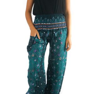 Teal PEACOCK Pants Women Boho Pants Hippie Pants Yoga