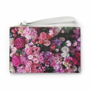 Floral Bouquet Designed Zipped Clutch Bag
