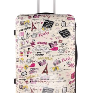 Luggage Suitcase 4 Wheels Trolley Bags for Travel Off White 20 Inches