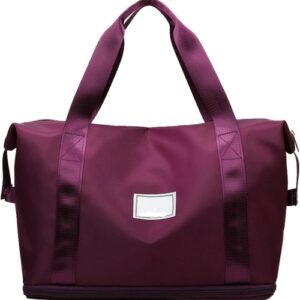 Foldable Lightweight Waterproof Travel Duffel Hand Bag (Burgundy Red)