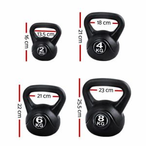 Everfit 22kg Kettlebell Set Weight Lifting Kettlebells Bench Dumbbells