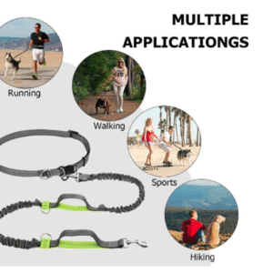 Dog Leash, Black 3 Pockets Waist Belt